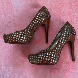 Shoes, High heel, BCBG, brown and silver Cutout Heels.
So very Appealing